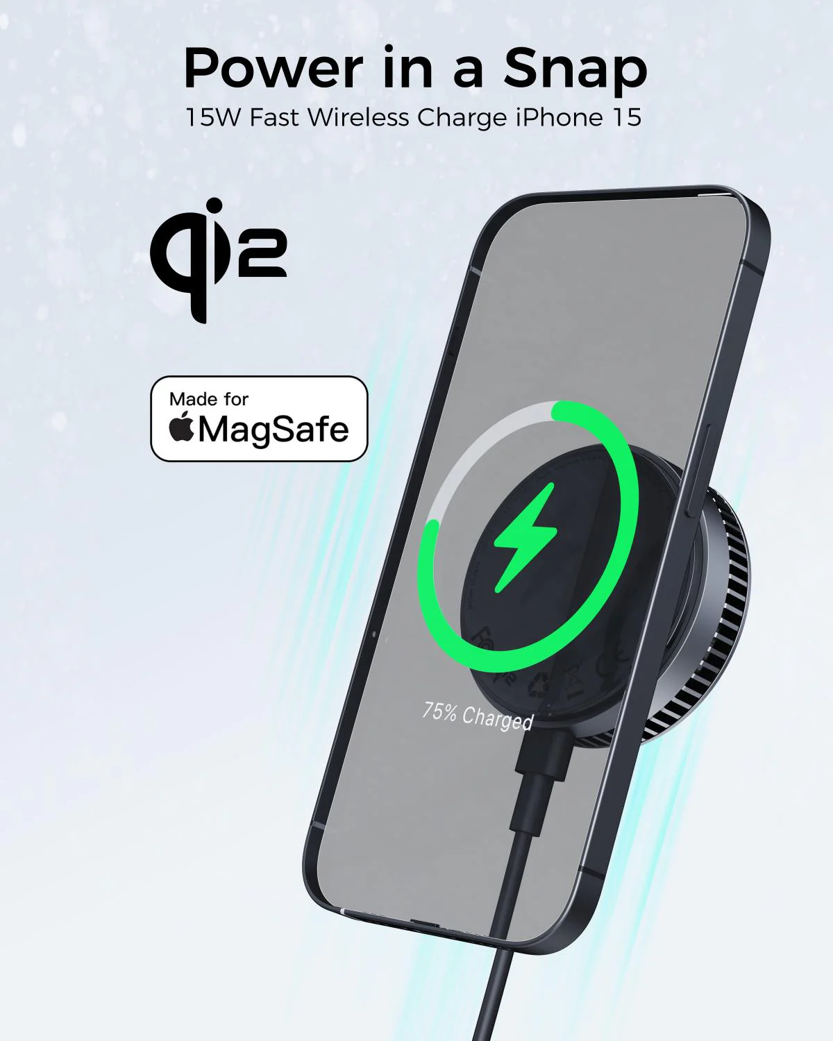  Aukey MagFusion GameFrost Qi2 Magnetic Fast Wireless Charging Active Cooling
